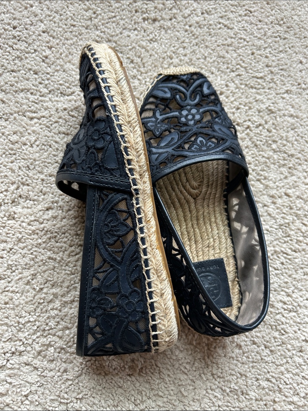Tory Burch Black Lace Espadrille Flats - Picture 6 of 8